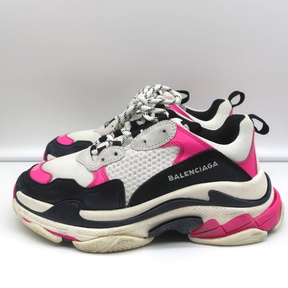 BALENCIAGA TRIPLE S SNEAKERS WHITE MESH & PINK LEATHER SIZE 39 - Picture 6 of 11